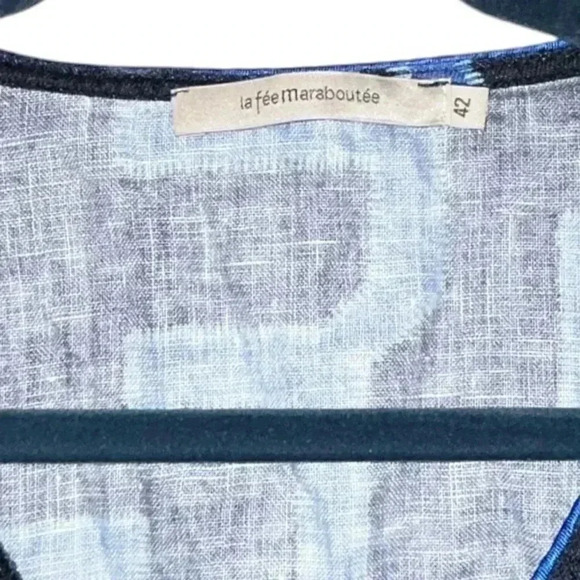 Blue geometric print La Fee Maraboutee short sleeve shift dress 42 - Picture 3 of 3